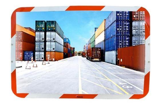 Miroir contour Rouge et blanc Eco - Vision à 90° - Qualité Ecomir - Incassable et anti-UV_1