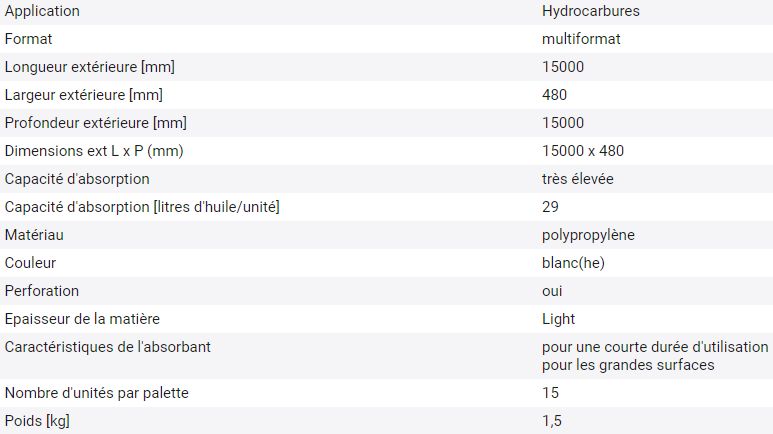 181147W - Absorbants DENSORB varioform « huile » - 15 m, rouleau, boudin, feuille et chiffon_1