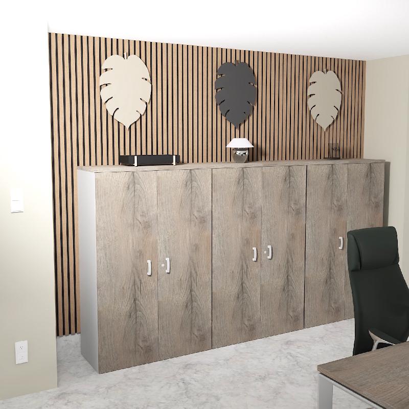 Armoire moyenne avec portes en bois - Mobel Linea - 100, Chêne grisé_1