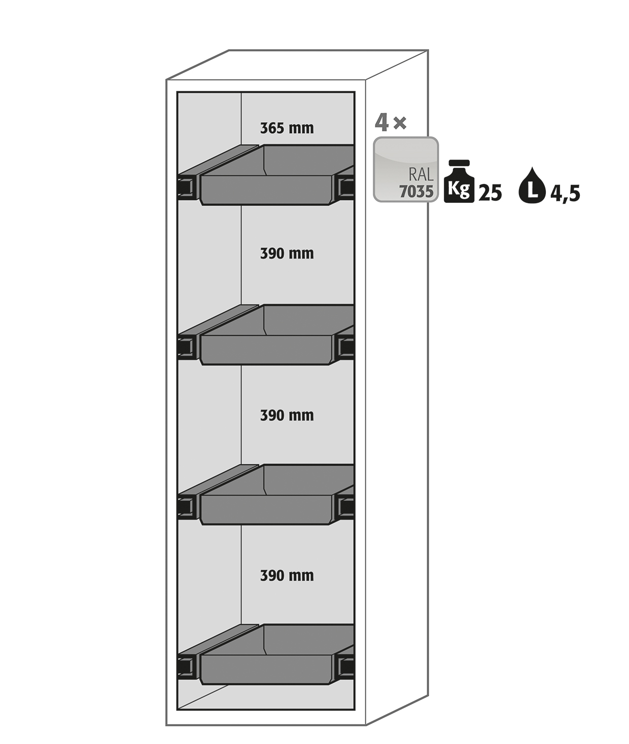 Armoire de sécurité S-CLASSIC-90 modèle S90.196.060.WDASR - Réf 30230-002-34392 - stockage de substances inflammables Type 90 selon NF EN 14470-1_1
