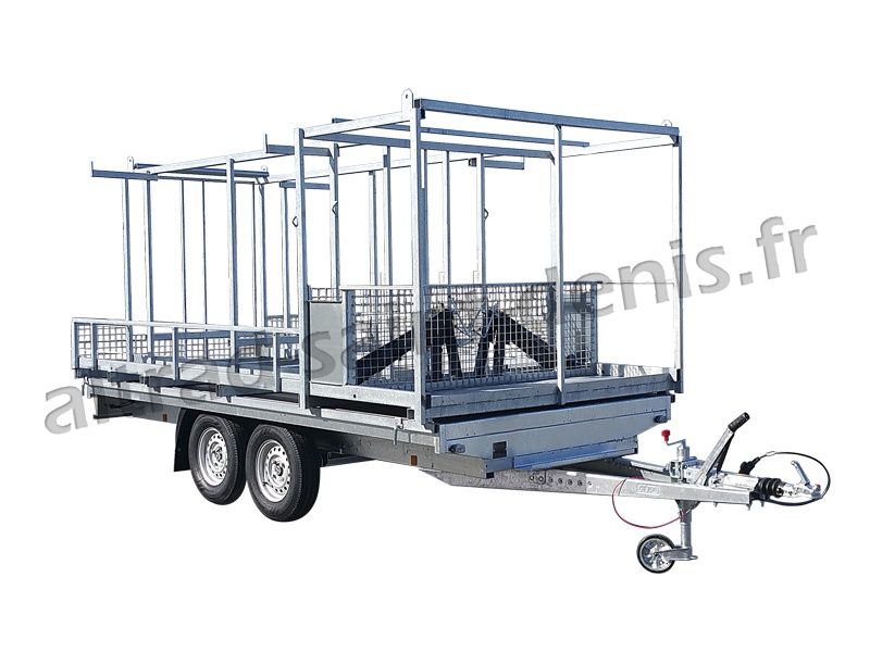 Remorque 2 essieux centraux 1600 kg avec suspension barre de torsion