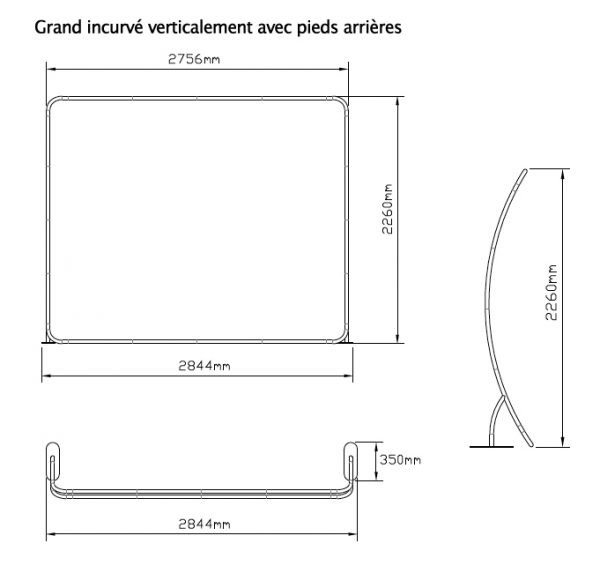 Structure incurvée en tissu tendu - Mur d'images, panneaux publicitaires et stands légers - 226 x 284,4 cm_1