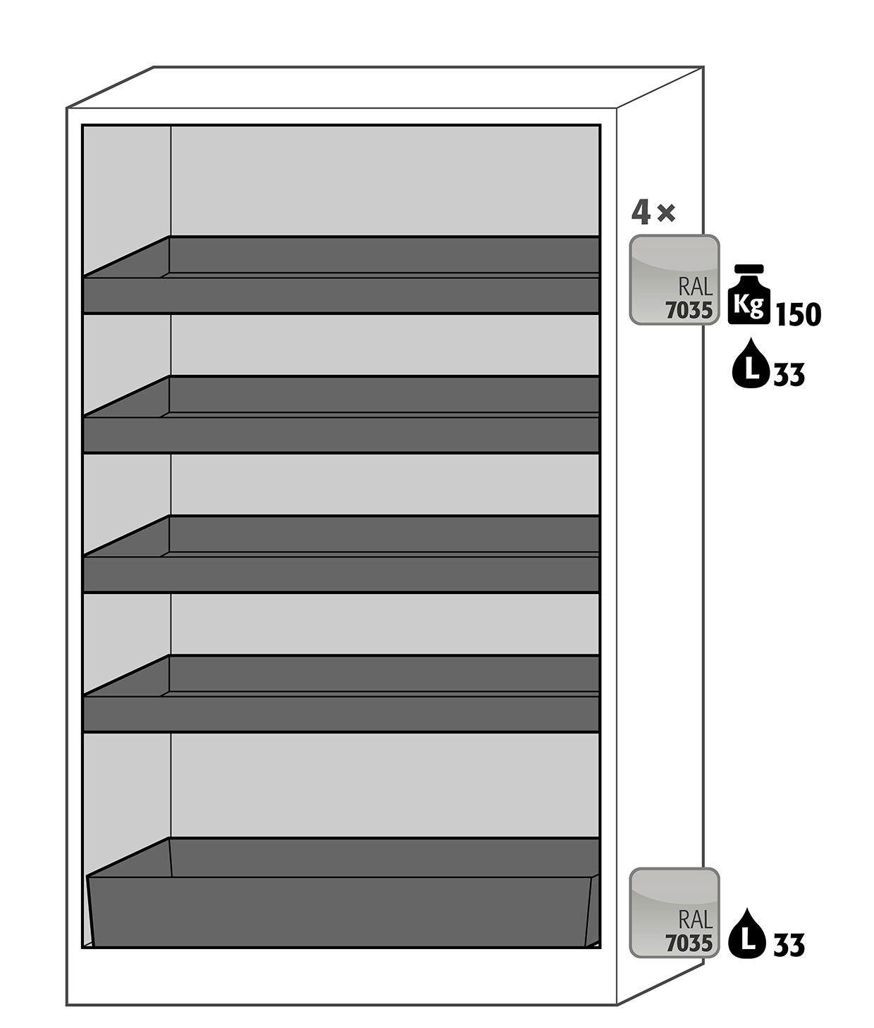 Armoire de sécurité Q-CLASSIC-90 modèle Q90.195.120.FU.WDAS - Réf 37584-041-37609 - Type 90 pour substances inflammables NF EN 14470-1_1