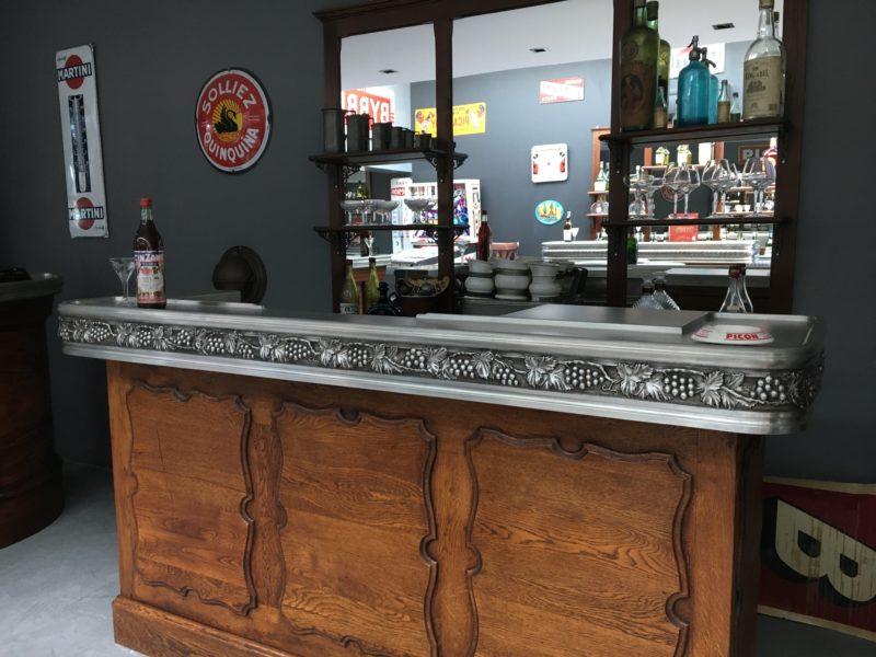 Comptoir n°106 - Chêne massif - Ancien restauré avec dessus en étain alimentaire et bordure n°5_1