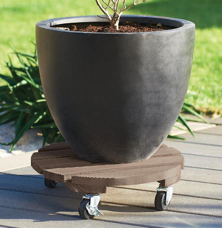 Support à roulettes bois - Flora Roll Color - Taupe - 40 cm_1