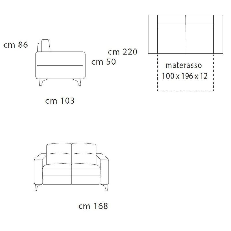 Canapé-lit Virginia - Ouverture assistée express 100x196 cm - Tissu marron chocolat - Fabrication italienne_1