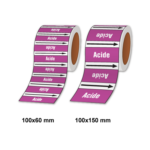 Étiquettes adhésives de marqueur de tuyauterie Acides et bases_1