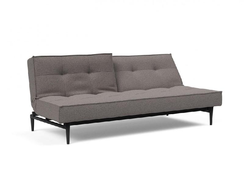 Innovation Living - Canapé Splitback Styletto convertible lit 115x210 cm - Pieds chêne noir - Tissu Mixed Dance Grey_1
