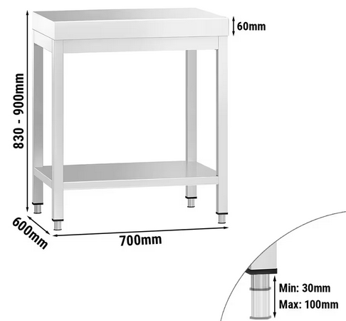 Table en inox avec étagère 70x60 cm_1