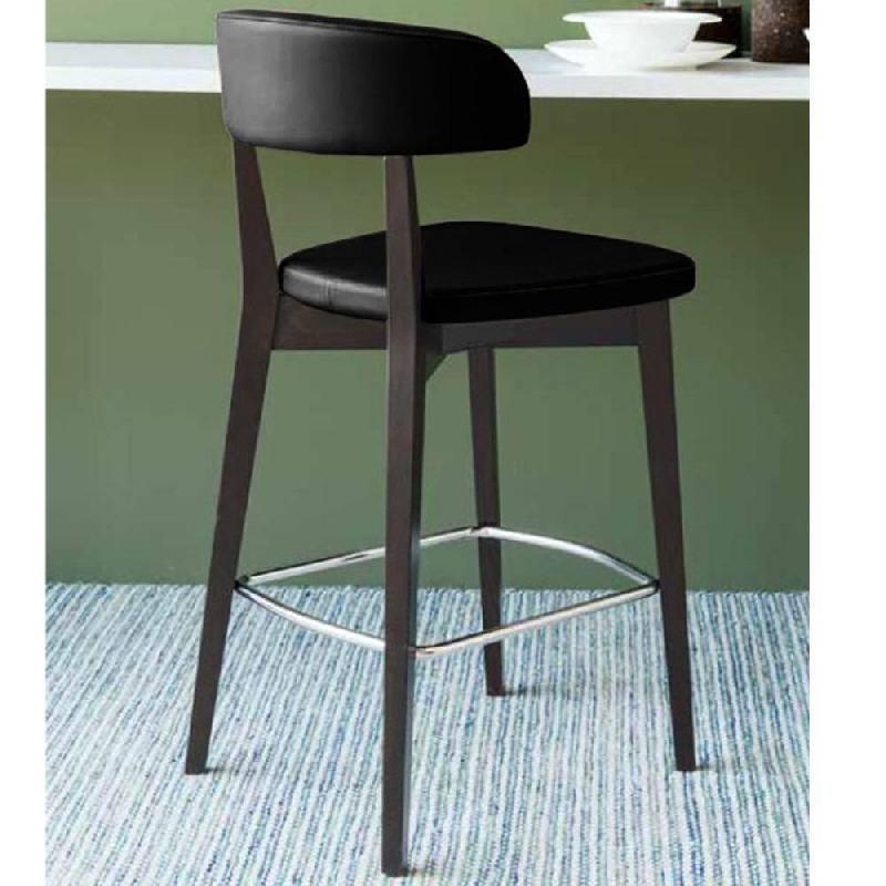 Chaise de bar HORN - Piétement hêtre laqué graphite - Assise tissu noir traité antitache et antibactérien - Fabrication italienne_1