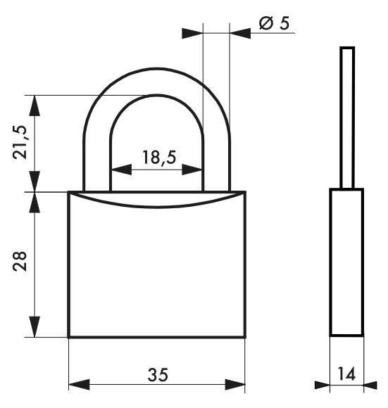 Cadenas à clé Mach 2 - 35 mm - Corps laiton monobloc - Anse acier cémenté nickelé - Marque Thirard_1
