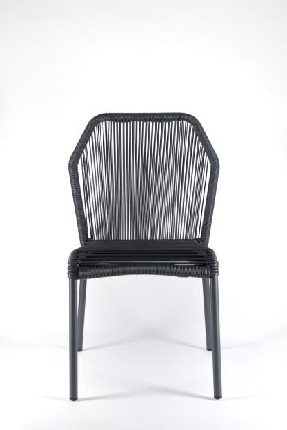Chaise de terrasse GONCOURT - tressage gris - aluminium résistant UV et humidité - empilable_1