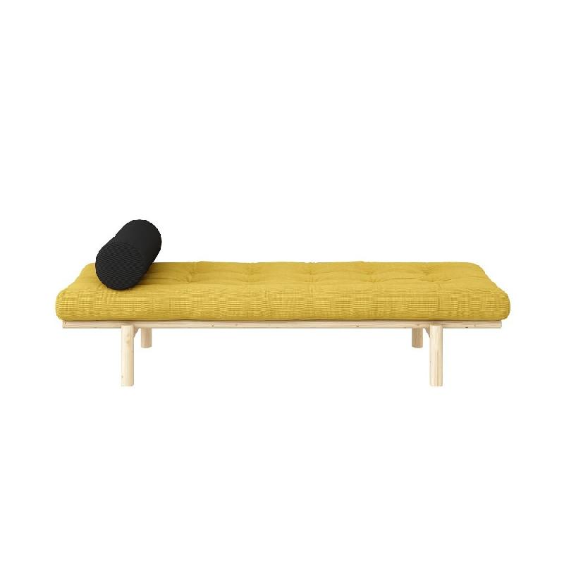Méridienne futon NEXT en pin massif - Coloris miel - Couchage 75 x 200 cm - Design scandinave et matelas futon confortable_1