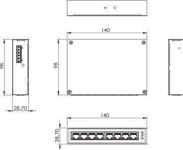 Switch Ethernet industriel PoE+ 8 ports gigabits non managé (-40°C ~ 75°C) - Référence: IOT-BOX-SWP8G - IP30 - Rail Din - Alimentation redondante_1