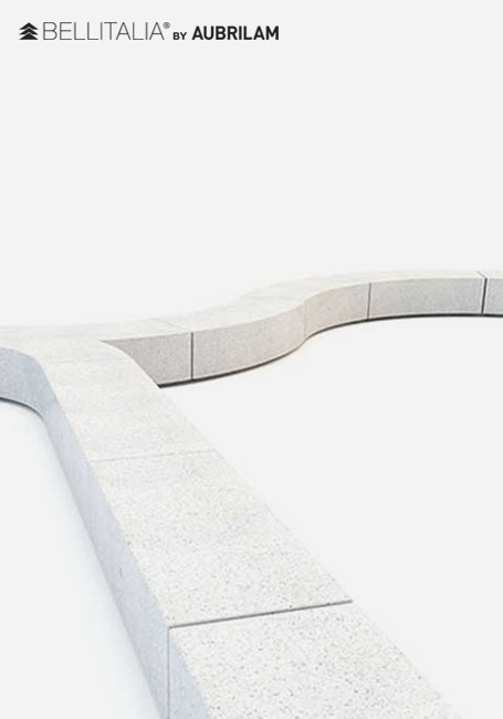 Banc public en pierre - Aubrilam KUBB - Reconstitution marbre ou granite blanc - Finition polie ou martelée_1