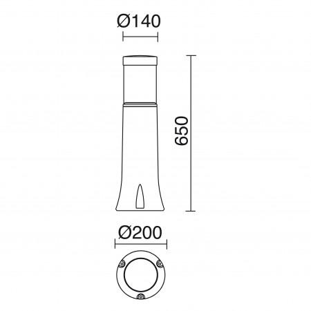 Borne Mirco IP65 - LED SMD 13W 3000K - Hauteur 650 mm - IK07 - Noir_1