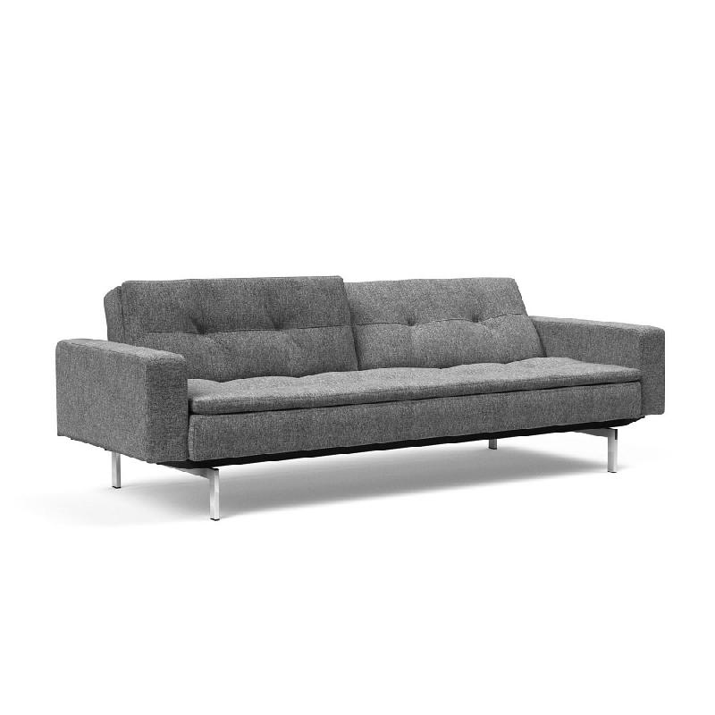 Canapé design convertible Dublexo Chrome avec accoudoirs - Lit 115x210 cm - Pieds chromés - Tissu Twist Charcoal_1