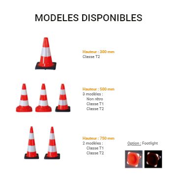 Cônes de chantier K5A - différents modèles et hauteurs - options de rétro-réflexion_1
