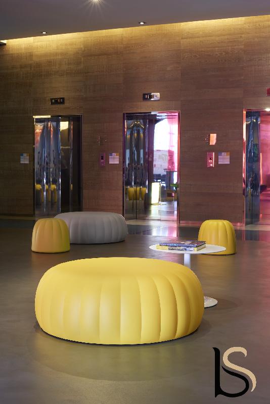 Grand pouf design Gelée - Slide - Blanc_1