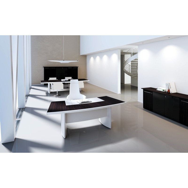 Table de réunion ARCO - bois laqué noir, plateaux et façades plaqués avec vernis opaque translucide_1