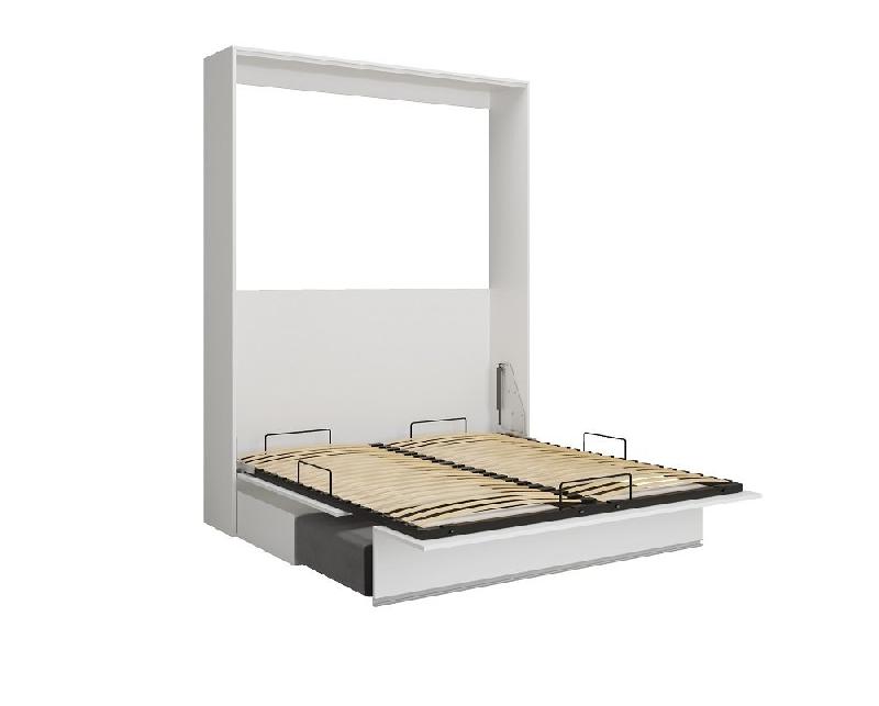 Armoire lit escamotable Genius Sofa - Blanc Mat Canapé Gris - Couchage 140x200 cm avec ouverture assistée_1