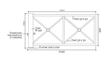 Barrière tournante décorative de maîtrise d'accès - 203129 - Longueur 2010 mm - Tube acier et système pivotant_1