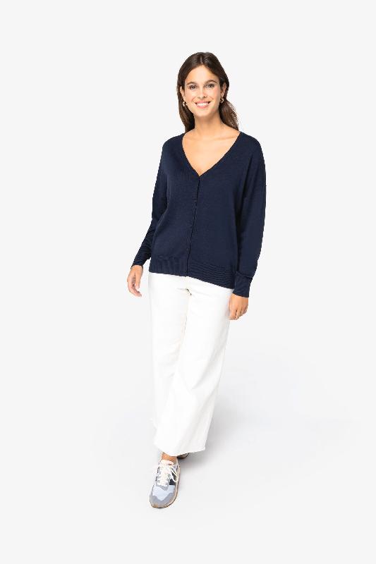 Cardigan écoresponsable en Lyocell pour femme - Native Spirit - Réf : NS922 - 50% coton biologique et 50% Lyocell TENCEL_1