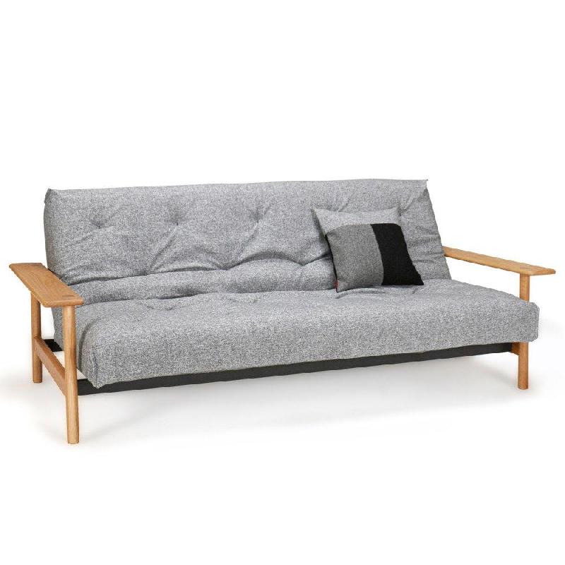 Canapé convertible Innovation Living Balder - Lit 140x200cm - Tissu gris Twist Granite - Design scandinave avec rangement intégré_1