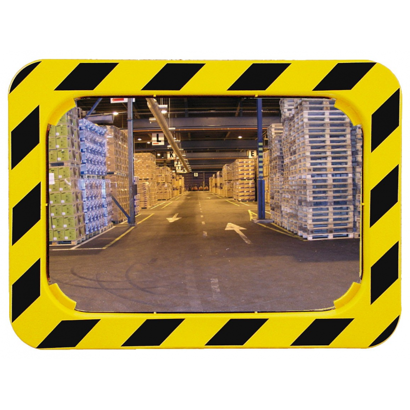 Miroir industrie et logistique - cadre jaune et noir - vision 90° - garantie 3 ou 5 ans_1