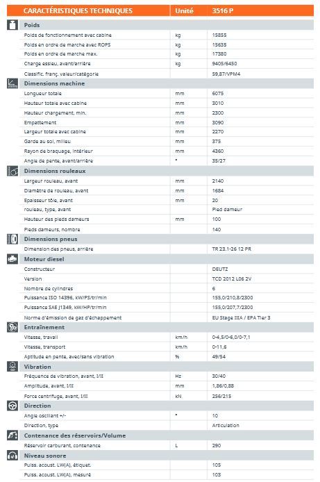 Compacteur monocylindre 3516 P H176 - Hamm - cylindre à pieds dameurs - poids 15 855 kg_1