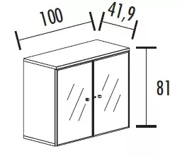 Armoire portes battantes en verre,  cadre alu avec serrure - 1 étagère - hauteur 81 cm So Madrid_1