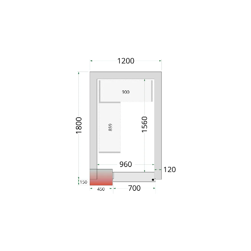Chambre froide négative CRNF1218 Blanc 1200 x 1800 x 2200 mm TEFCOLD_1