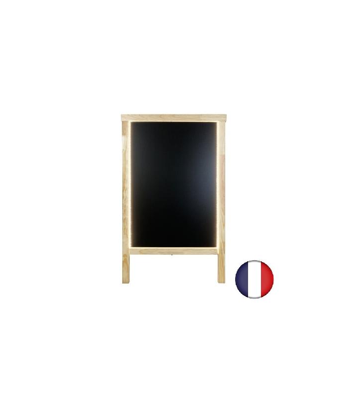 Chevalet stop trottoir en bois avec éclairage LED - 90 x 55 cm - Référence : LSTF49PIN+LED_1