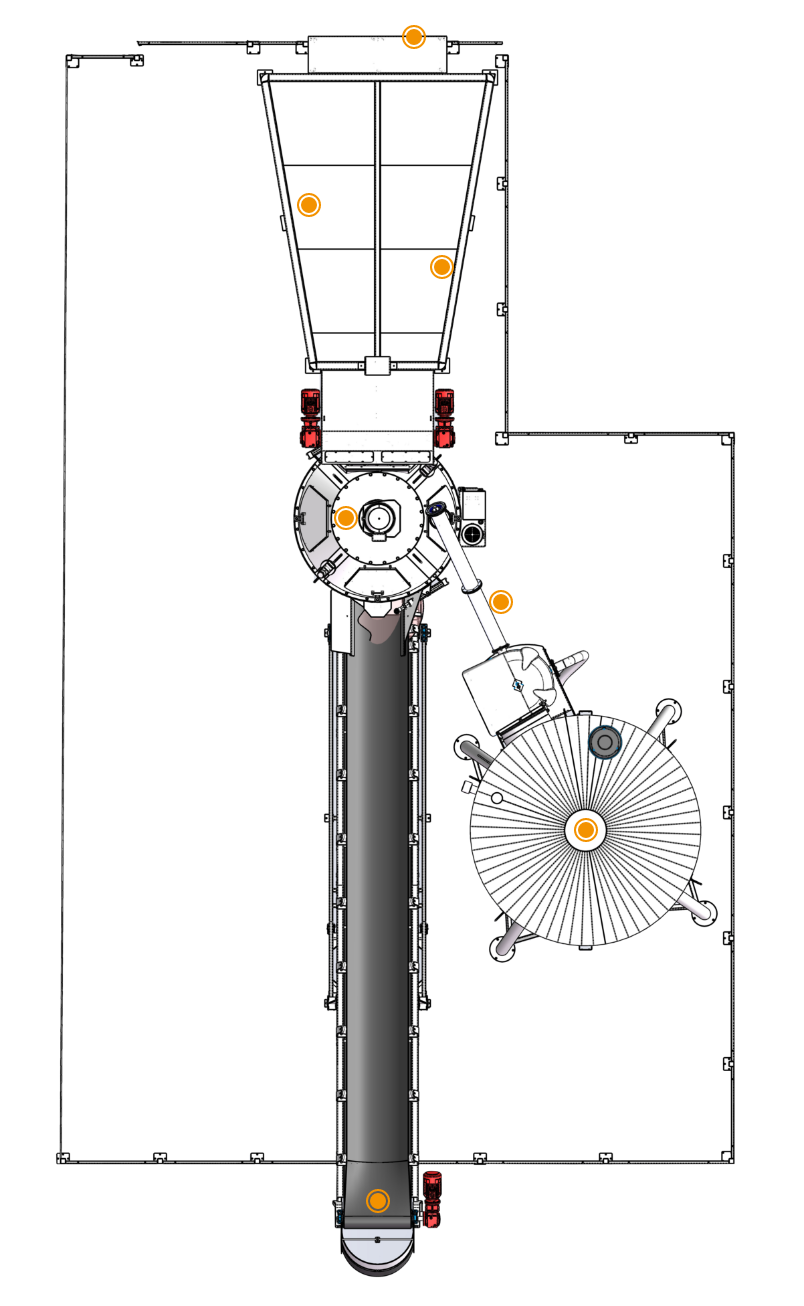 Distributeur de béton automatique compact et de taille moyenne avec 2 trémies de 4m3 - Emprise au sol de 7m x 15m - Modèle I_1