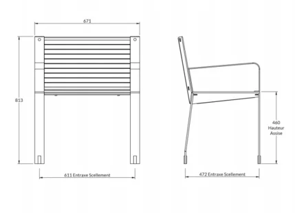 Fauteuil SQUARE accoudoirs stratifié compact_1