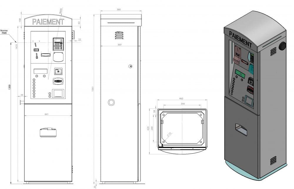 Startbox Evo - Pupitre de commande CK Square Ingénierie - Coffre en inox peint époxy blanc, dimensions 157x52x43_1