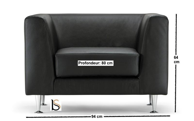 Fauteuil d'accueil cuir noir Cube_1