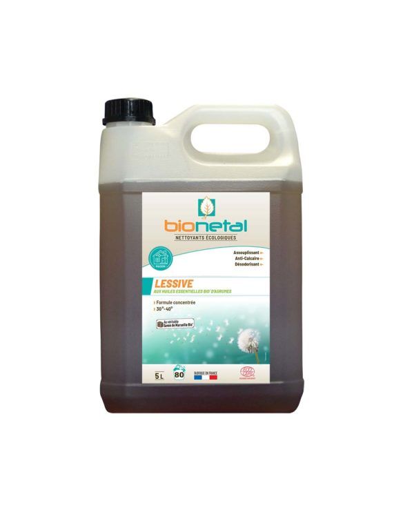 Lessive écologique Bionetal - savon de Marseille bio - adoucissant et anticalcaire - efficace à 30-40°C - certifiée ECOCERT_1