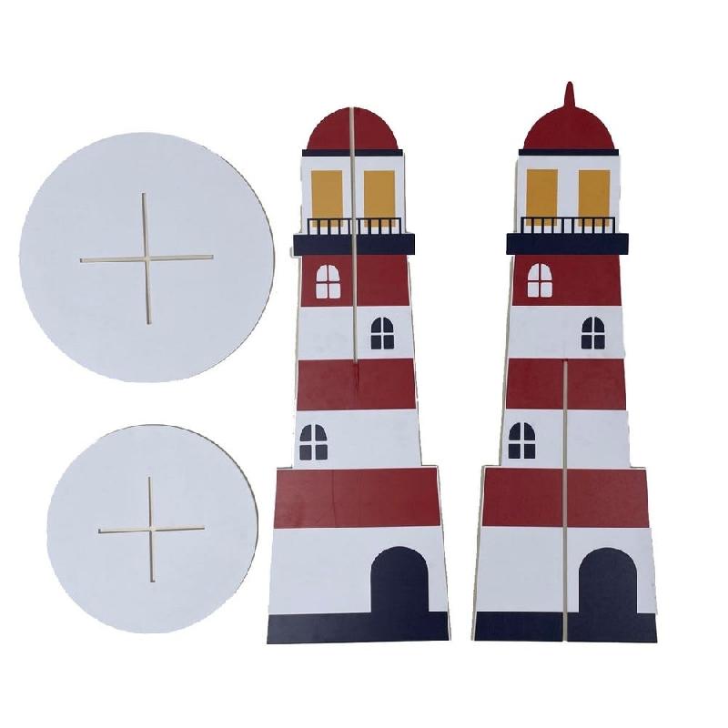 Présentoir phare en carton 3D avec deux plateaux H80 cm_1