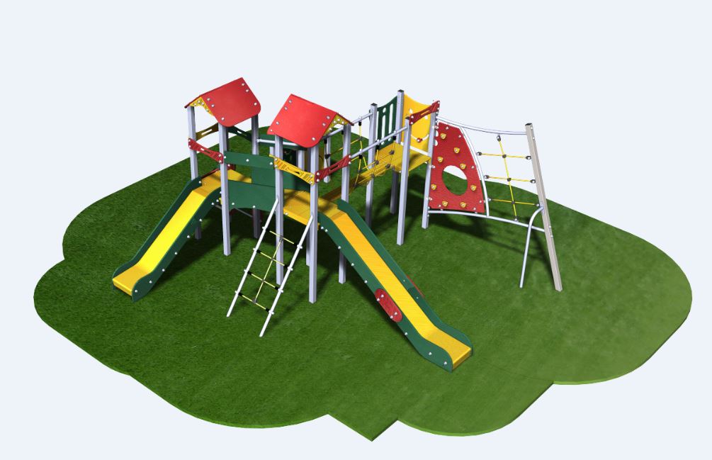 Structure de jeux combinées - 3 tours avec toboggans, maisonnette Neo - Modèle Neo31211I - Créa Équipements_1