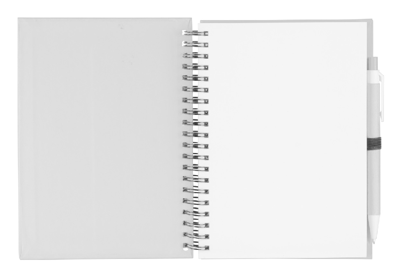 Bloc-notes à spirales - 70 pages non lignées en papier recyclé - Stylo bille assorti - Encre bleue_1