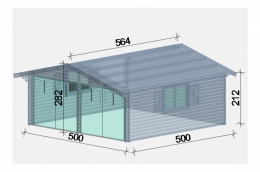 Garage double bois / 25 m² / toit double pente / 5 x 5.64 x 2.82 m_1