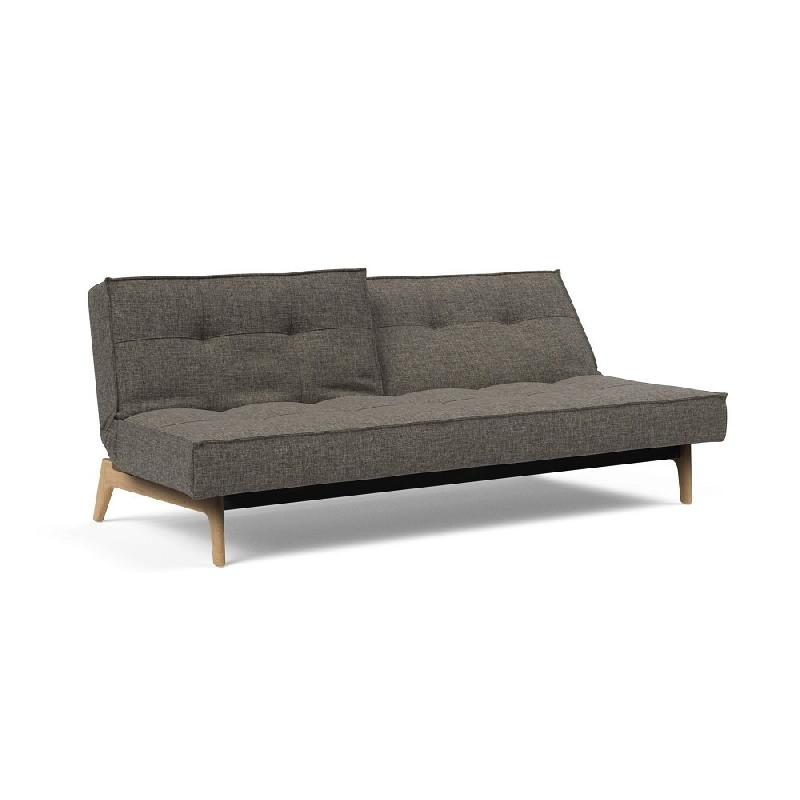 Canapé convertible Innovation Living Splitback Eik - 115x200 cm - Tissu Flashtex Dark Grey - Pieds en chêne massif_1