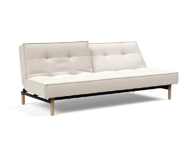 Canapé-lit convertible Innovation Living Splitback Styletto - pieds en chêne naturel - tissu bouclé Off White - 115x210 cm_1