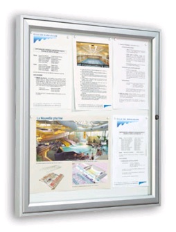 Vitrine simple face tradition - cadre aluminium 30mm - vitrage Plexichocs 4mm - anodisé ou peint RAL_1