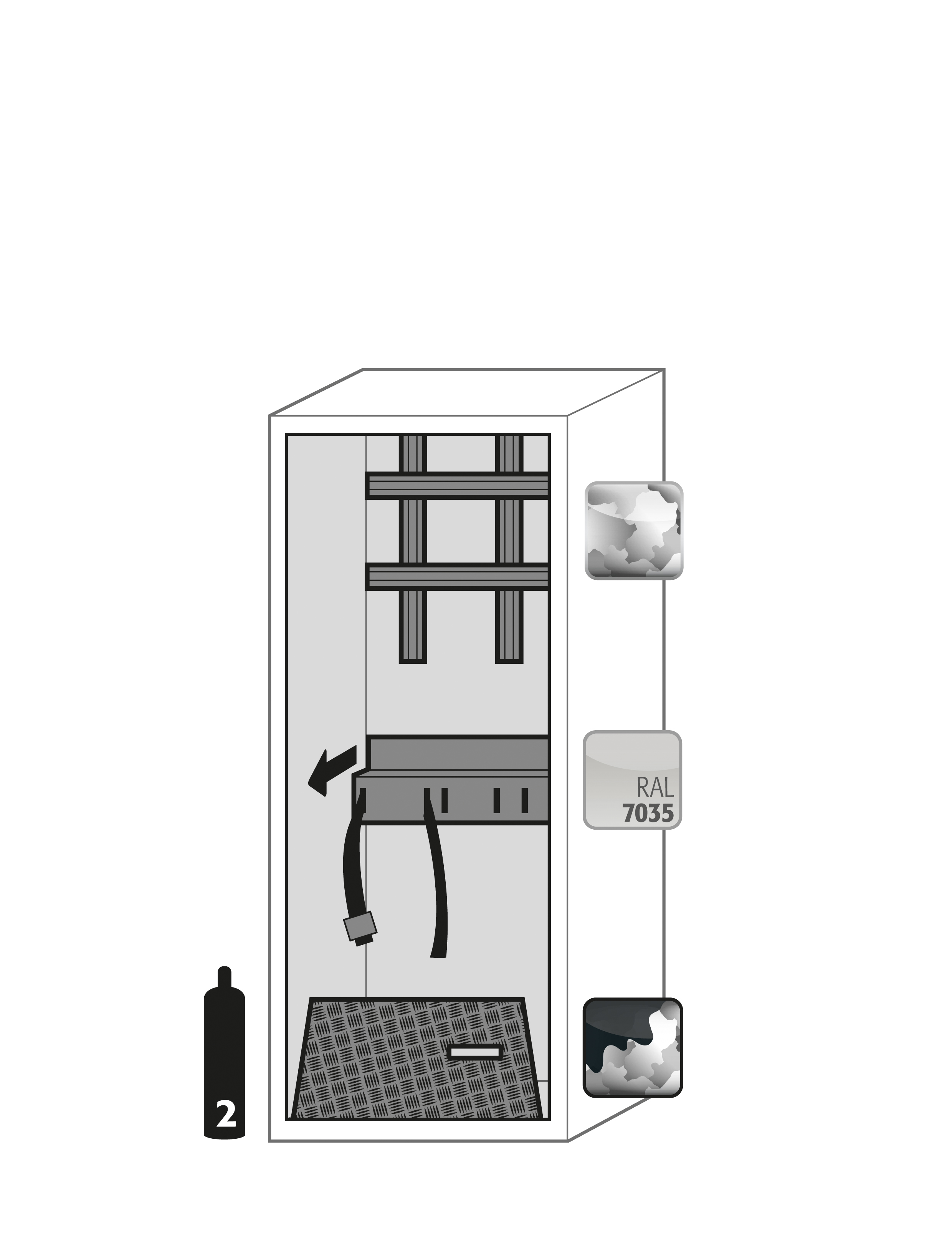 Armoire de stockage intérieure pour bouteilles de gaz G-ULTIMATE-90 G90.145.060 - Réf : 30689-001-30691 - Certifiée NF EN 14470-2 et CE_1