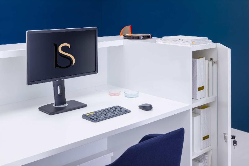 Bureau d'accueil avec rangement Valde - MDD - 192, Blanc brillant_1