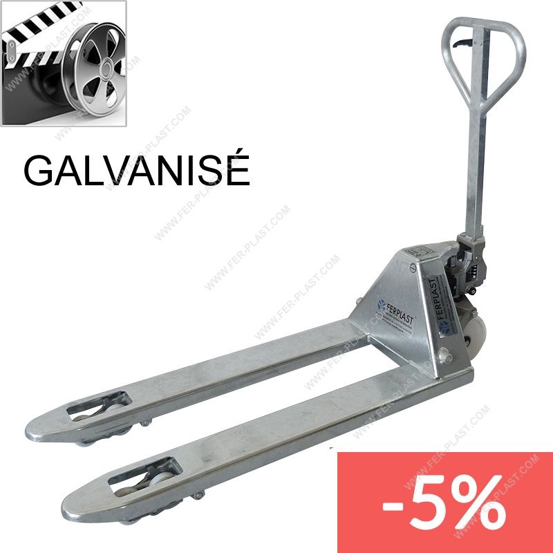FPGS25-G - Transpalette manuel galvanisé Ferplast - 2500 kg - Structure en acier et pompe en laiton_1