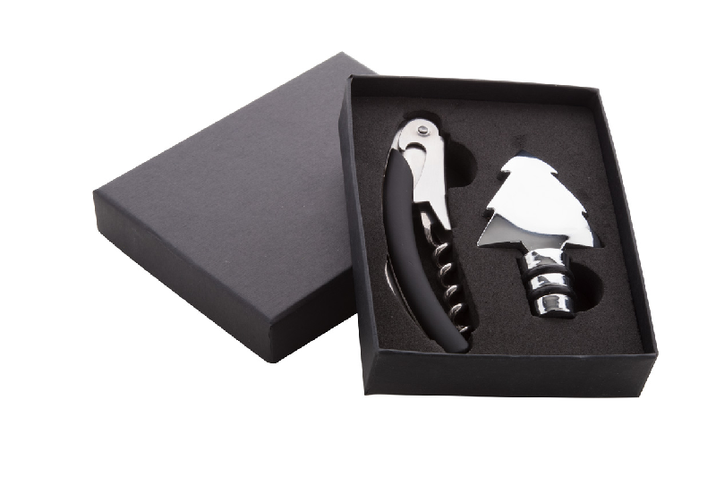 Set à vin - sommelier et stoppeur sapin de Noël - livré en boîte cadeau noire_1