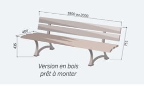 Banc Mora - Fonderie discrète et 5 lames de bois - Disponible en exotique, résineux ou plastique recyclé_1